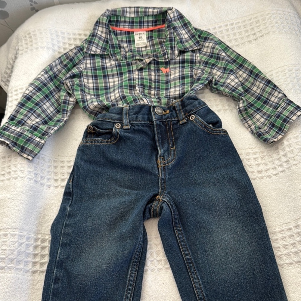 Carter's Green and Blue Plaid Shirt